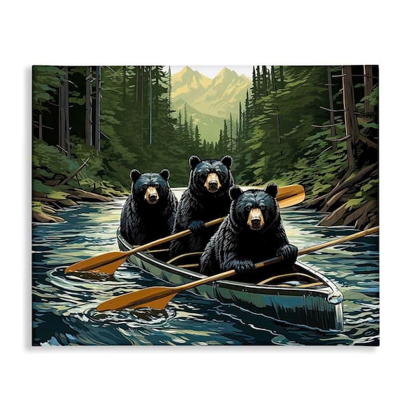 Woodland Canoeing Bears by Jim Baldwin Unframed Graphic Art Print Animal 20 in. x 16 in.