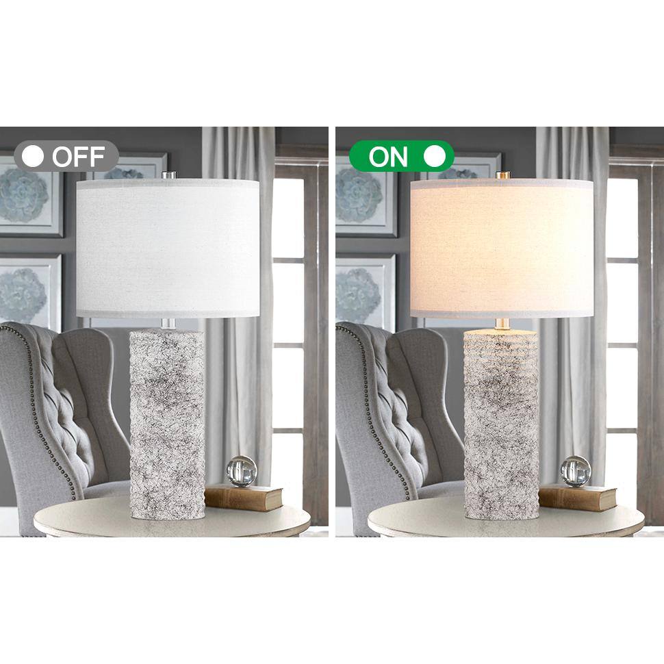 23.75" Silver Glazed Ceramic Table Lamp Set with Linen Shade