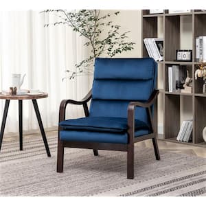 Clovis 24.8 in. Wide Mid-Century Modern Dark Blue Velvet Accent Chair