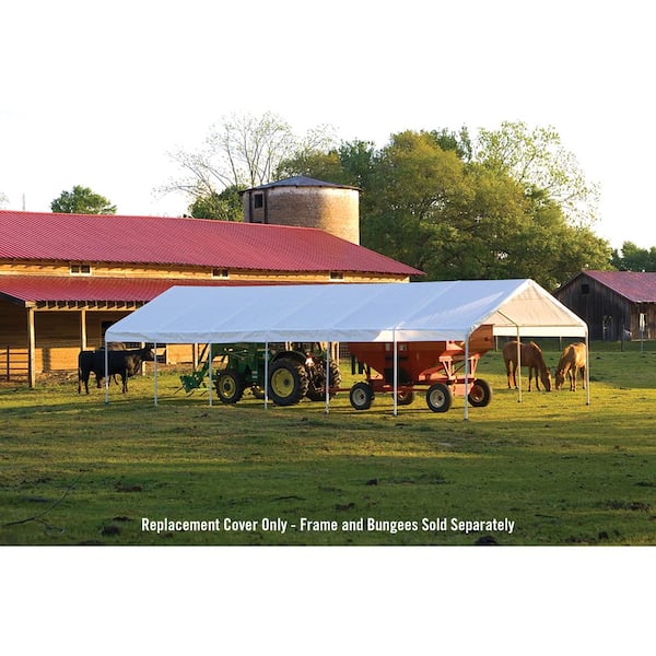 18 ft. W x 40 ft. D SuperMax Fire-Rated Canopy Replacement Cover (for 2 in. Frame) in White with 100% Waterproof Seams