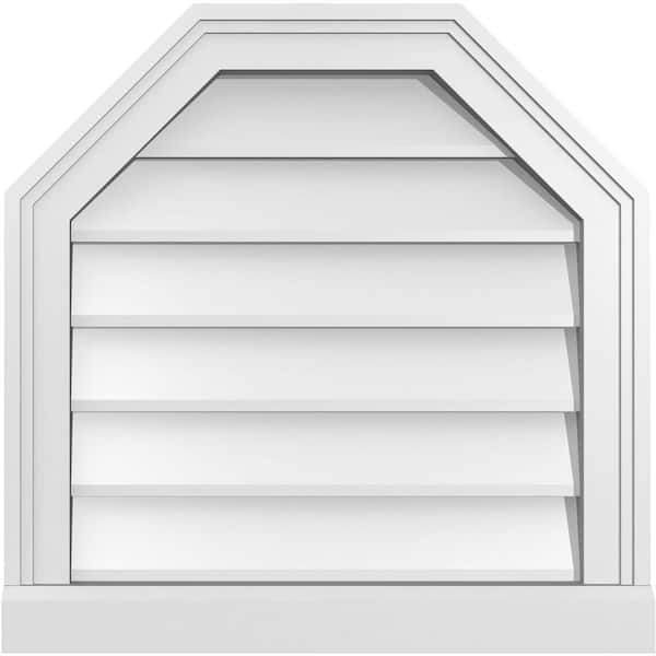 Ekena Millwork 20 in. x 20 in. Octagonal Top Surface Mount PVC Gable Vent: Decorative with Brickmould Sill Frame