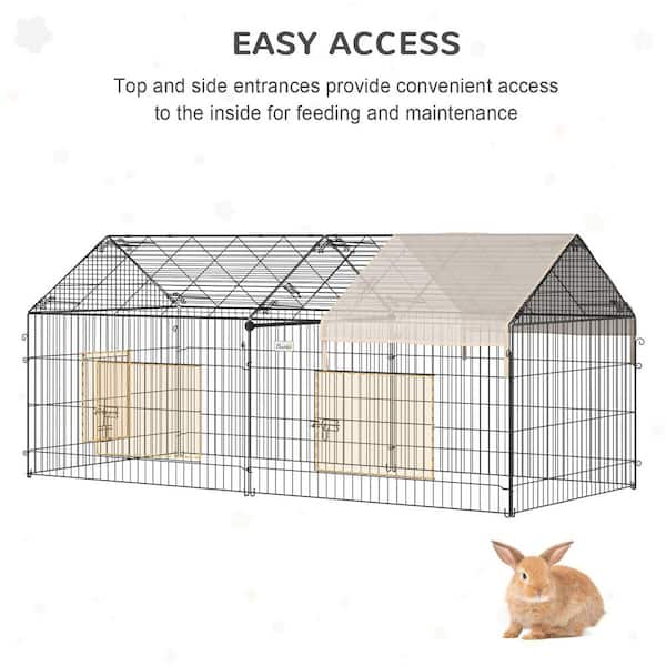 PawHut Outdoor Metal Chicken Coop Rabbit Playpen Enclosure Small Animal  Kennel with Weather Proof Cover - 87 in. x 41 in. D51-077V01 - The Home  Depot