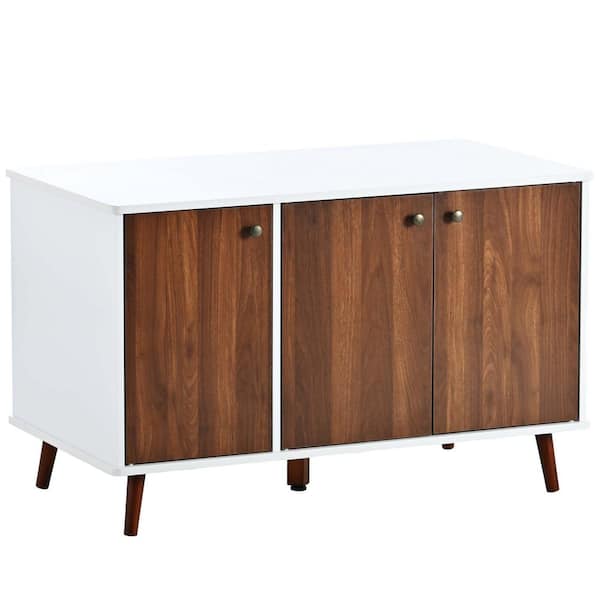 39.4 in. W x 21.65 in. D x 23.65 in. H Multi-Colored Linen Cabinet Cat Litter Box W/ 3 Doors & Cat Washroom for Bathroom