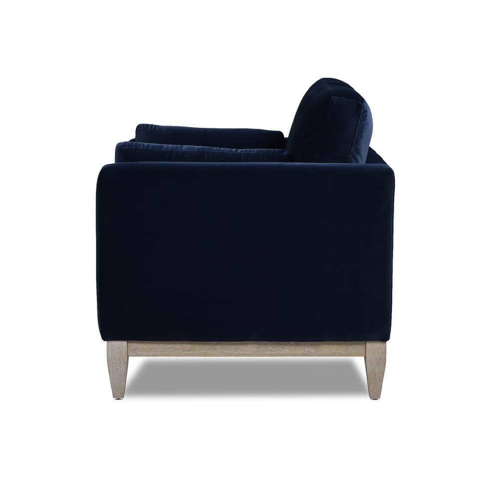 Knox Dark Navy Blue Velvet Armchair with Birch Legs