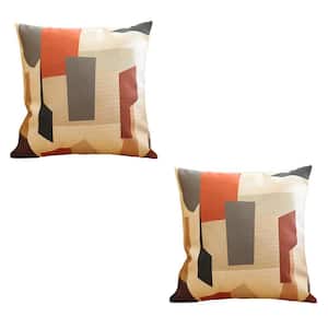 Boho-Chic Handcrafted Jacquard Multi-Color 18 in. W. x 18 in. Square Abstract Throw Pillow Cover Set of 2
