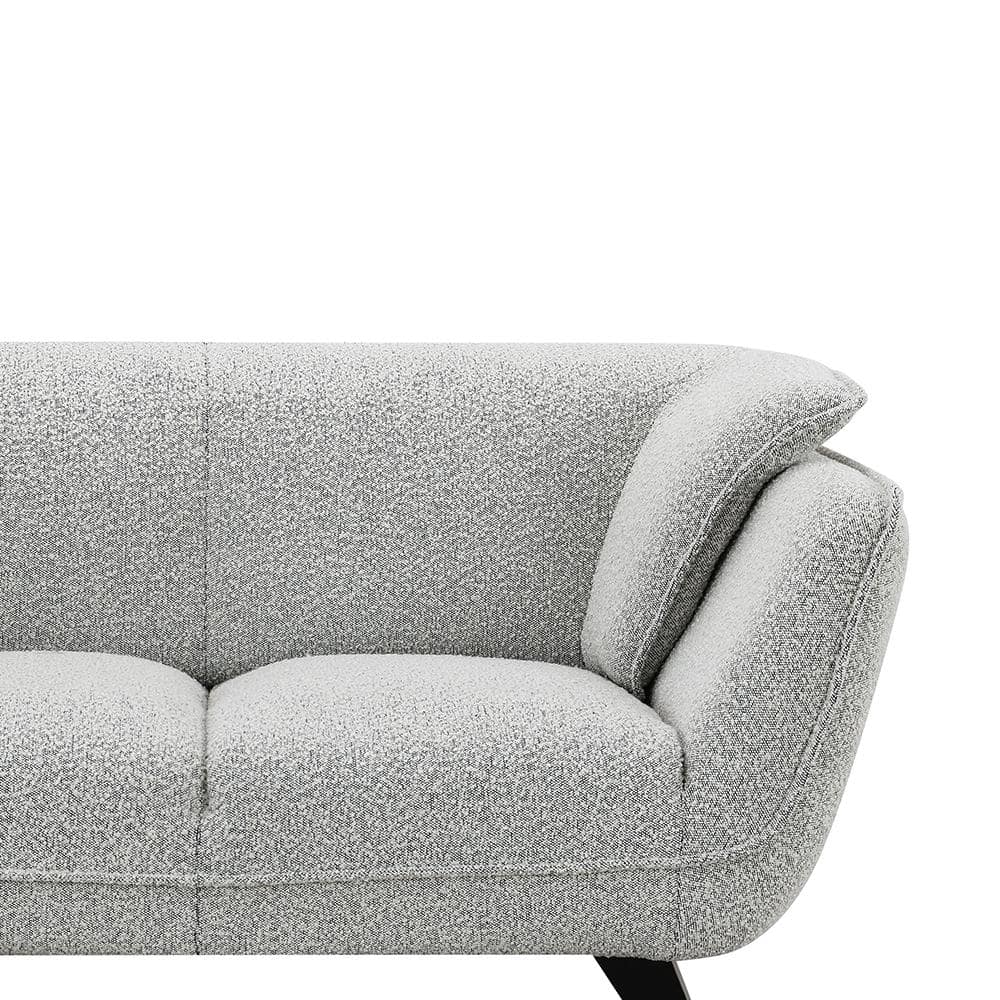 Light Gray Boucle Fabric and Wood Loveseat with Flared Arms
