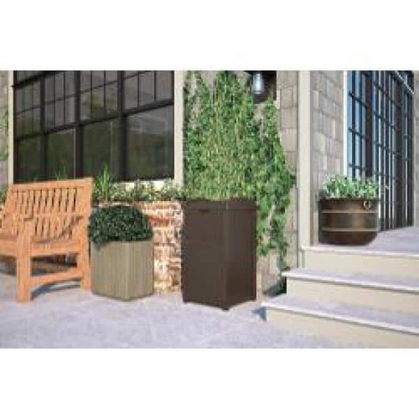 30 gal. Brown Polypropylene Large Outdoor Trash Can, Suitable for Backyard Custody, Terrace and Kitchen