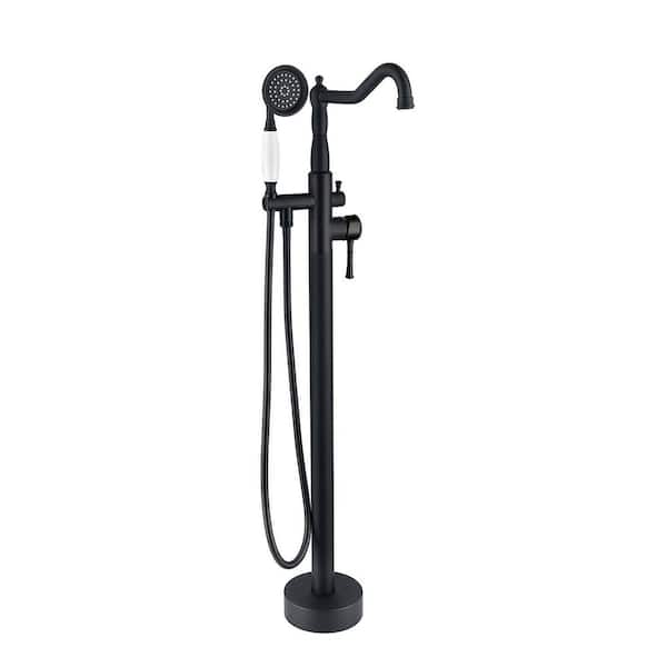Freestanding Bathtub Faucet 2 Handles with Hand Shower in black