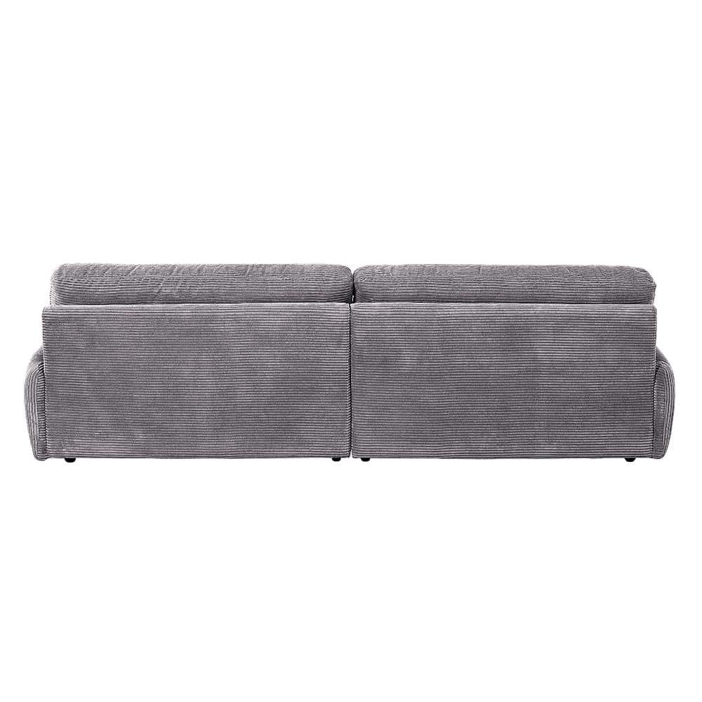 Gray Microfiber Two-Piece Tufted Loveseat with Rolled Arms