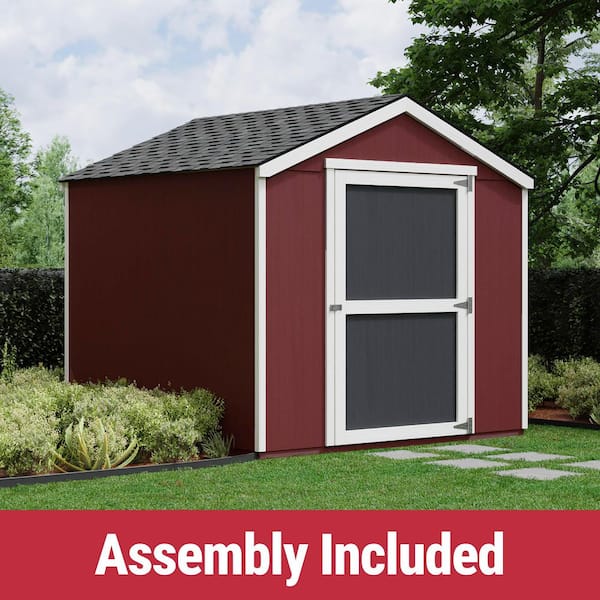 Handy Home Products Professionally Assembled Madera 8 ft. W x 8 ft. D Outdoor Wood Storage Shed with Autumn Brown Shingles (64 sq. ft.)