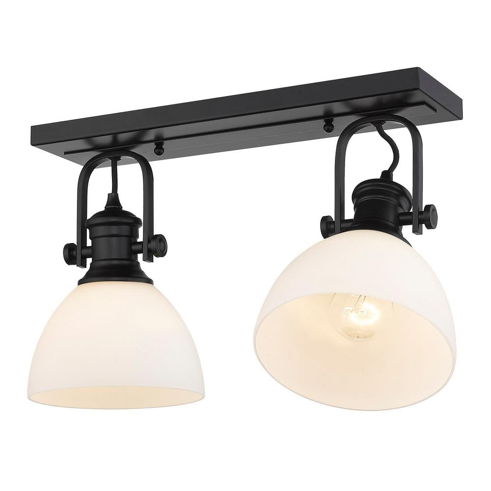 Matte Black Glass Transitional Semi-Flush Light Fixture