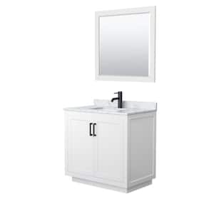 Miranda 36 in. W Single Bath Vanity in White with Marble Vanity Top in White Carrara with White Basin and Mirror