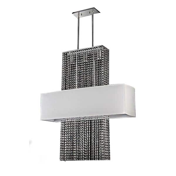 Warehouse of Tiffany Mikayla 3-Light Chrome Indoor White Fabric Cross Crystal Chandelier with Shade