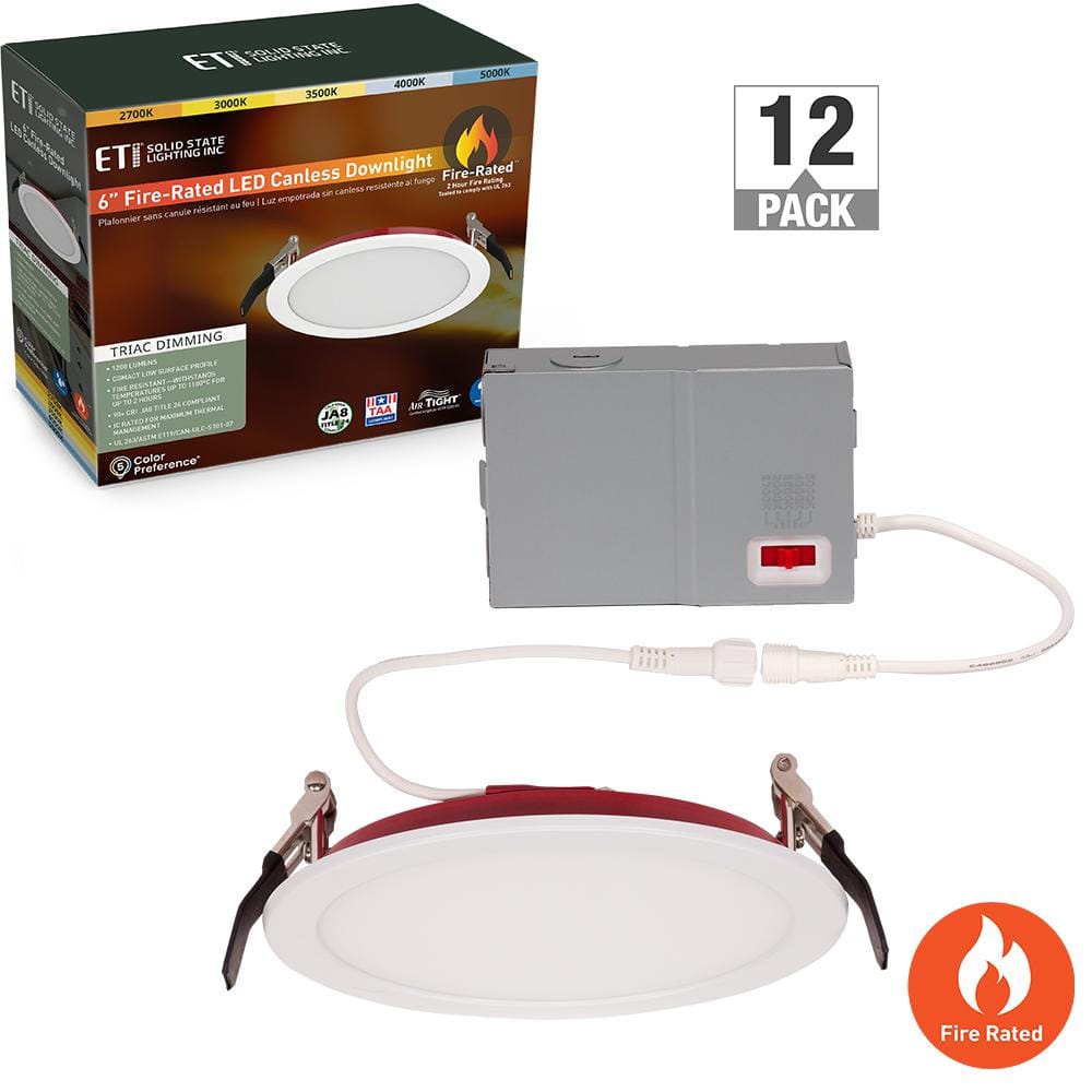 6 in. Fire Rated Canless Integrated LED Recessed Light Trim Downlight 1200-Lumens Adjustable CCT Dimmable (12-Pack) price history on PriceWatchPro