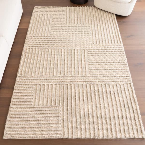Skye Modern High-Low Beige 6 ft. x 9 ft. Indoor Area Rug