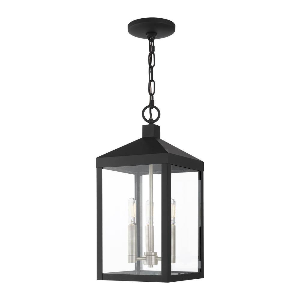 Creekview 18.5 in. 3-Light Black Dimmable Outdoor Pendant Light with Clear Glass and No Bulbs Included price history on PriceWatchPro