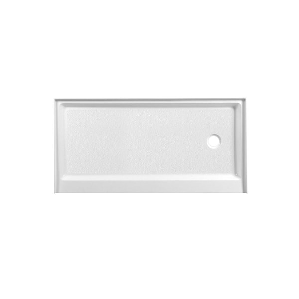 Unbranded Timeless Home 60 in. x 30 in. Single Threshold Shower Base Pan with Right Drain in Glossy White