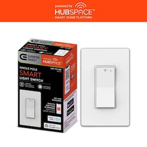 15 Amp Single-Pole White Smart Light Switch with Wi-Fi and Bluetooth Technology Powered by Hubspace (1-Pack)