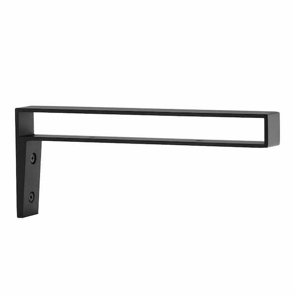 10 in. Matte Black Strap Bracket for Wood Shelving