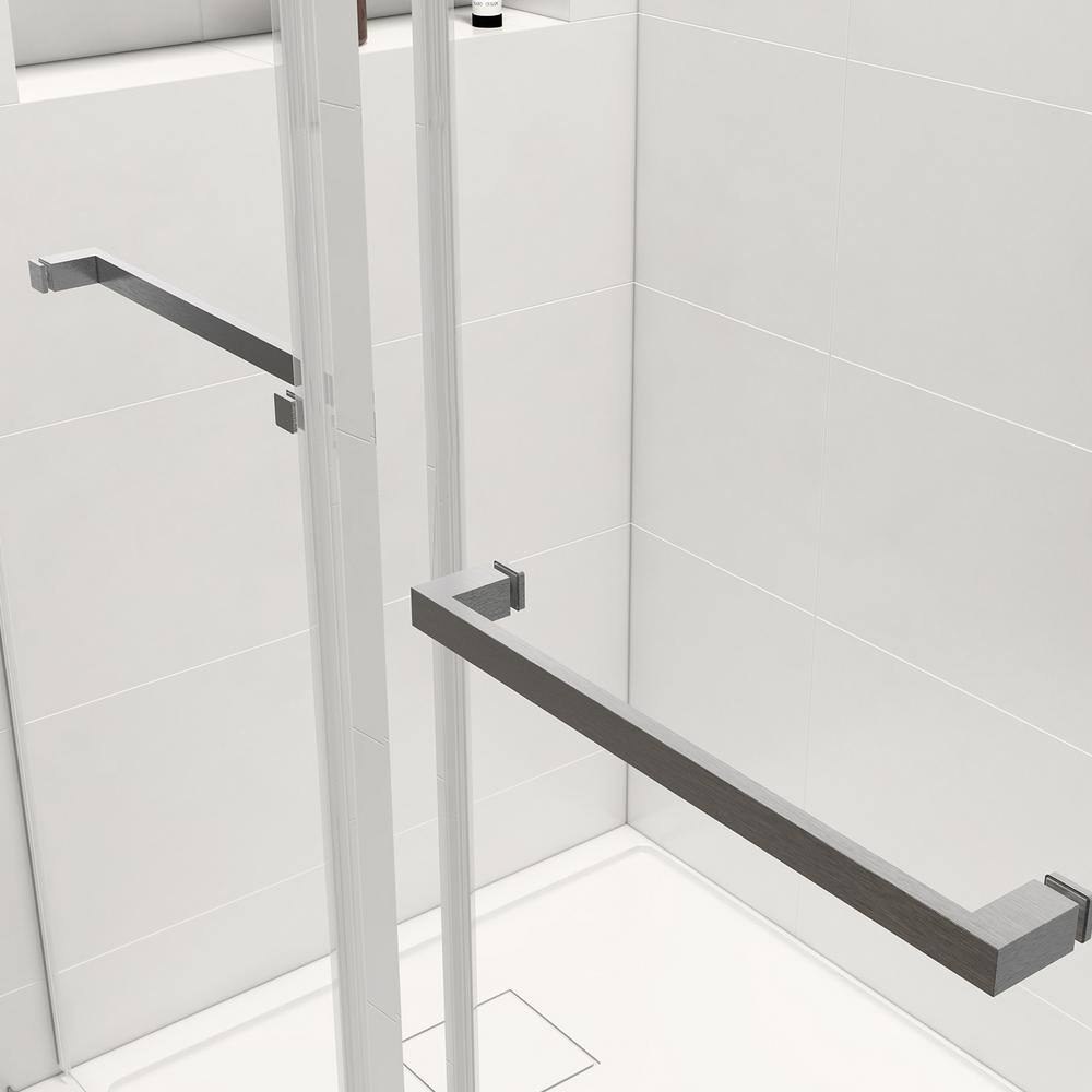 60" Frameless Sliding Glass Shower Door with Nickel Finish