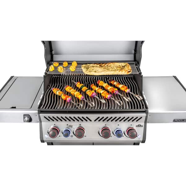 Rogue PRO-S 525 4-Burner Propane Gas Grill with Infrared Side and Rear Burner in Stainless Steel and Light Control Knobs