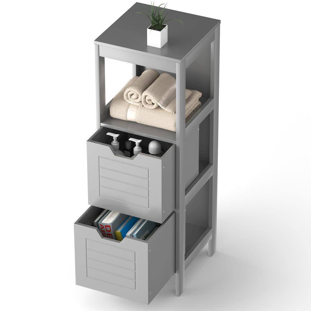 Modern Gray MDF Accent Cabinet with Safety Drawers