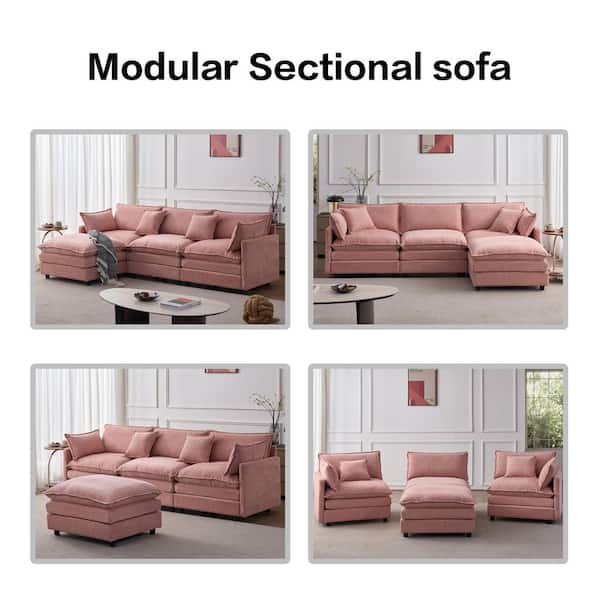 Harper & Bright Designs 105 in. 4-piece Chenille Upholstered L