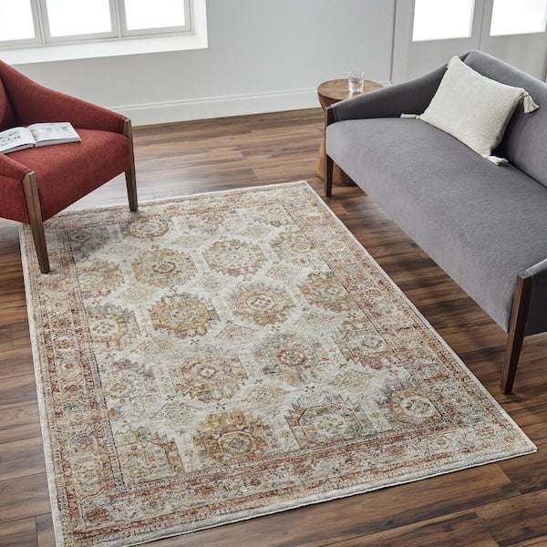 Mona Lisa Rust Traditional Border 7 ft. x 10 ft. Area Rug