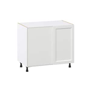39 in. W x 34.5 in. H x 24 in. D Alton Painted White Shaker Assembled Blind Base Corner Kitchen Cabinet Left Open