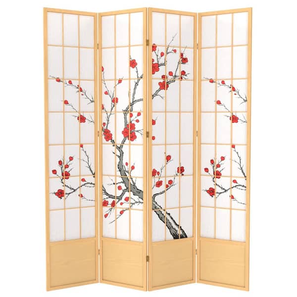 7 ft. Natural 4-Panel Room Divider