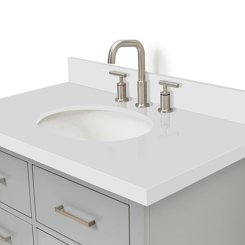 Grey and White Quartz Wall-Mounted Single Vanity Set