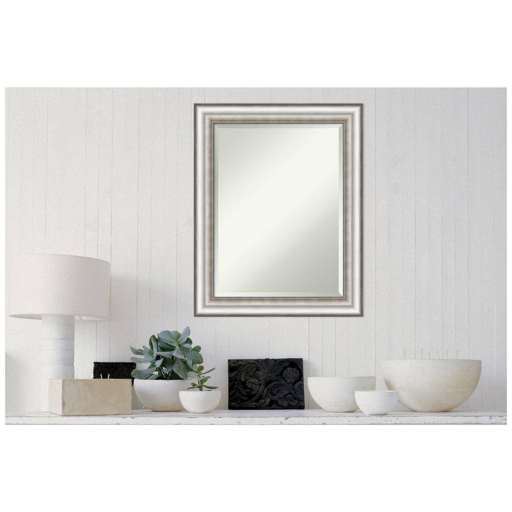 Elegant Rectangular Wall Mirror with Silver Embossed Frame