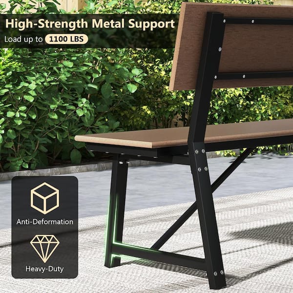 Gtnali 72 in. Bench Chair with All-Weather HDPE Seat and Back