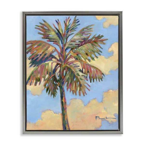 Summer Santa Rosa Palm by Paul Brent Gray Floater Frame Nature Graphic Art Print 31 in. x 25 in.