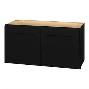 Avondale 30 in. W x 12 in. D x 15 in. H Ready to Assemble Plywood Shaker Wall Bridge Kitchen Cabinet in Raven Black