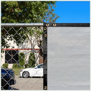 3 ft. x 15 ft. Grey Privacy Fence Screen HDPE Mesh Windscreen with Reinforced Grommets for Garden Fence (Custom Size)