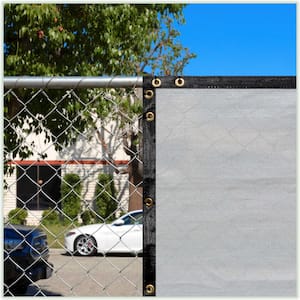 4 ft. x 5 ft. Grey Privacy Fence Screen HDPE Mesh Cover Screen with Reinforced Grommets for Garden Fence (Custom Size)