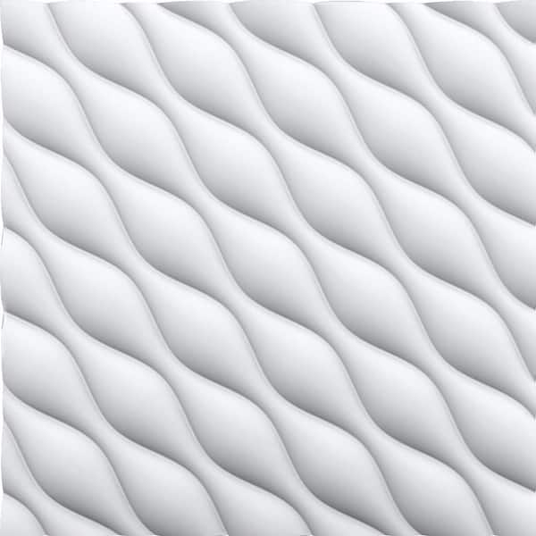 A La Maison Ceilings Dessert 3/4 in. x 2 ft. x 2 ft. Plain White Seamless Foam Glue-Up 3D Wall Panels (12-Pack) 48 sq. ft./case
