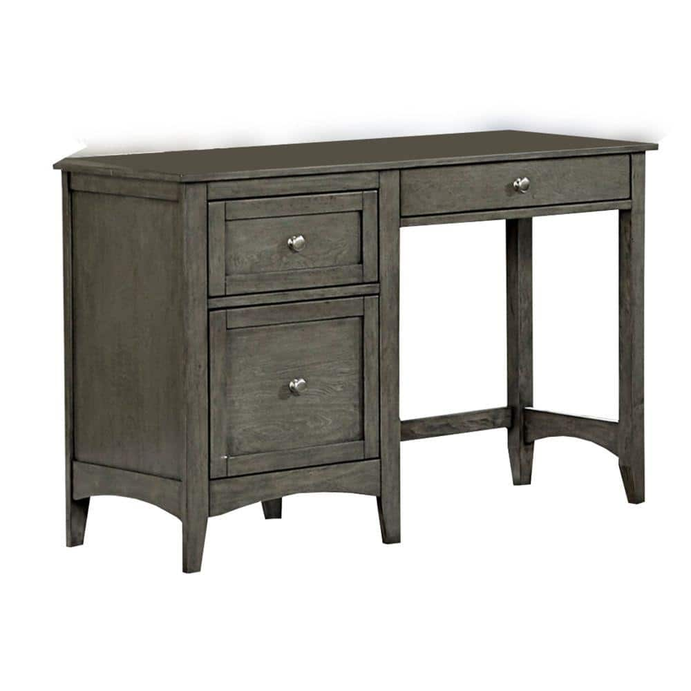 Benjara 18 In. Rectangular Gray Wooden 2-Drawer Writing Desk BM181924 ...