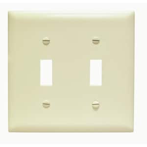Pass and Seymour 2-Gang 2-Toggle Unbreakable Wall Plate, Ivory