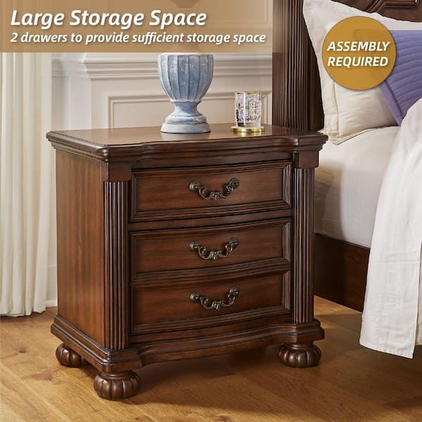 Lavinton Brown 2 Drawer 29 in. W Nightstand