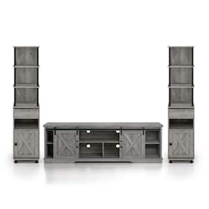 Cheverly 71 in. Vintage Gray Oak TV Stand Fits TV's up to 80 in. with Two TV Tower