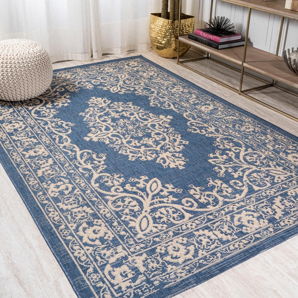 Mediterranean Dream Blue & Ivory Synthetic Medallion Rug