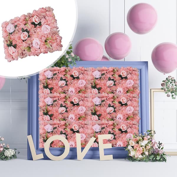 YIYIBYUS Pink 23 .6 in. x 15.7 in. Artificial Floral Wall Panel