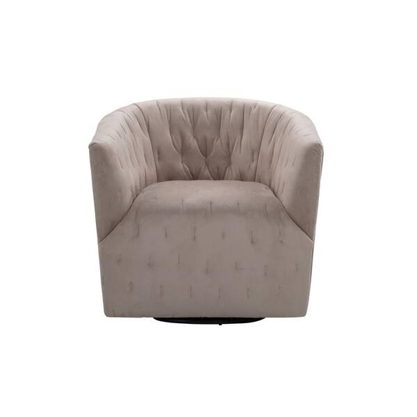Rustic Manor Arlene Taupe Upholstered Velvet Accent Arm Chair With Swivel Base