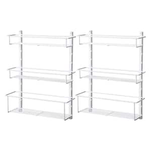 Adjustable 3 Shelf Spice Rack for Cabinet/Wall Mount, White (2 Pack)