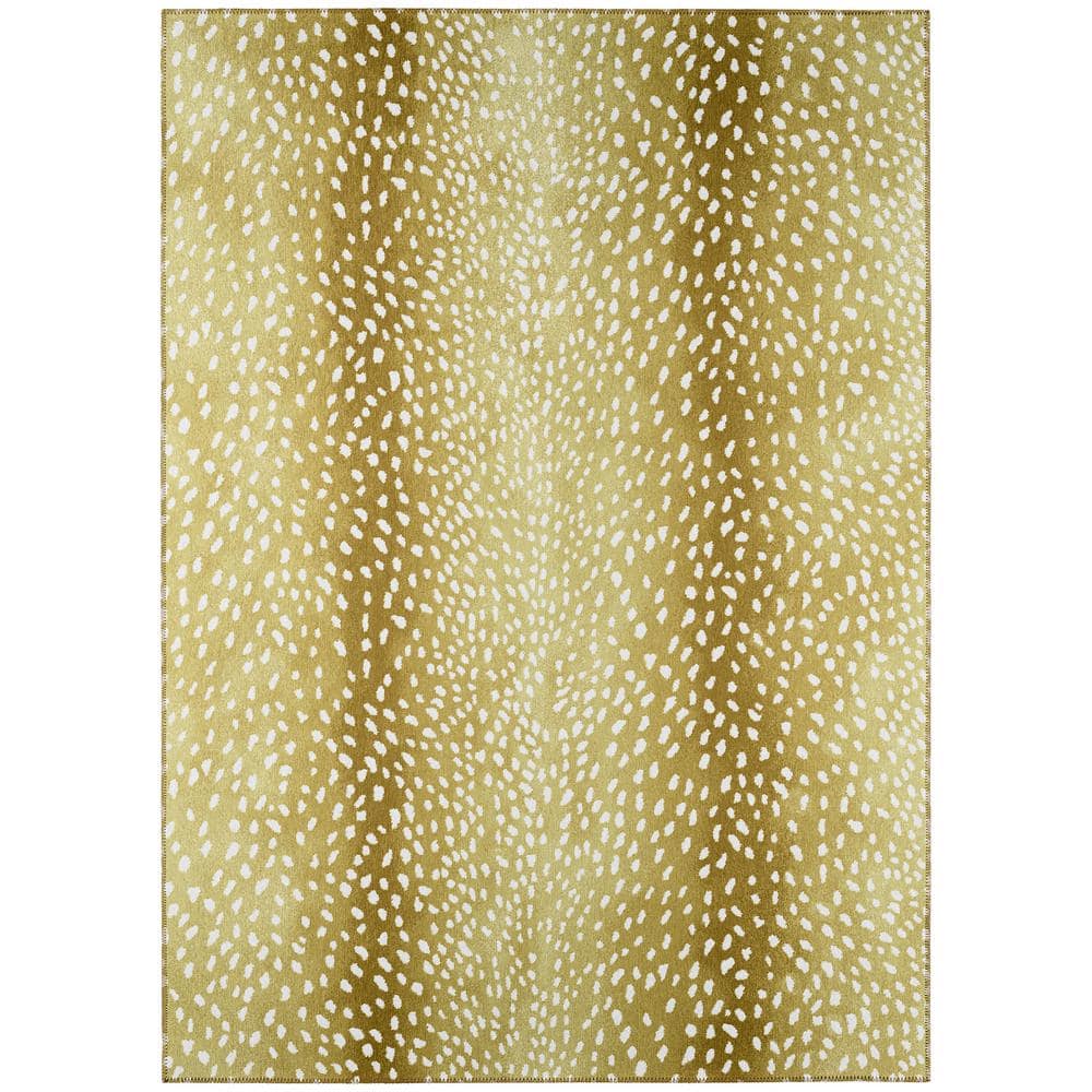 Safari Gold 3 ft. x 5 ft. Indoor/Outdoor Washable Indoor/Outdoor Washable R