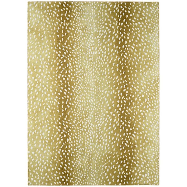 8'x10' Rug-Plush Faux Fur Leopard Print Gold