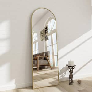20 in. W x 64 in. H Arched Gold Aluminum Alloy Framed Full Length Mirror Wall Mirror