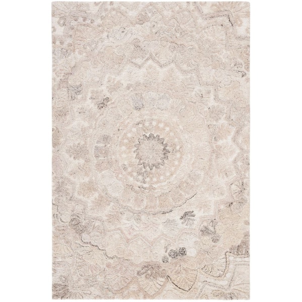 Marquee Beige/Ivory Doormat 3 ft. x 5 ft. Floral Oriental Area Rug
